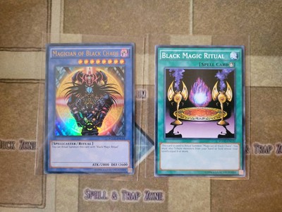 YUGIOH MAGICIAN OF BLACK CHAOS ULTRA + BLACK MAGIC RITUAL YGLD COMMON UNLIMIT NM-image