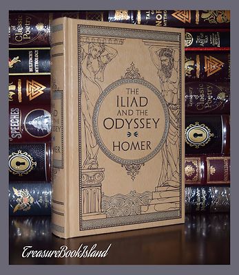 The Iliad and Odyssey by Homer Brand New Sealed Leather Bound Collectible Gift-image