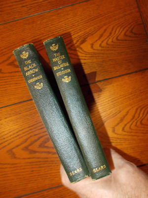 R.L. Stevenson (2) Books J. H. Sears Classics, Antique Leather Bound, 1900's-image