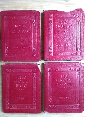 Poe, Wilde + Authors Mini Books Lot (4) Classics Red Little Leather 1920s #14-image