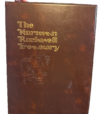Vintage 1979 The Norman Rockwell Treasury HB Book, Leather Cover Coffee Table-image