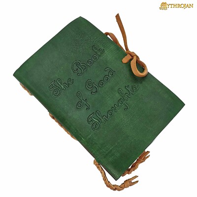 Leather Bound Journal Blank Notebook The Book of Good Thoughts Medieval Diary-image