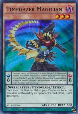 Timegazer Magician - YS14-EN010 - Super Rare - 1st Edition - Heavily Played-image