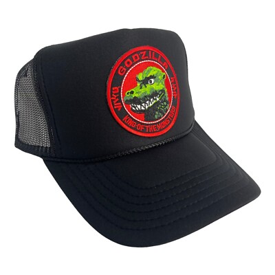 NEW GODZILLA CLASSIC BLACK HAT 5 PANEL HIGH CROWN TRUCKER SNAPBACK VINTAGE-image
