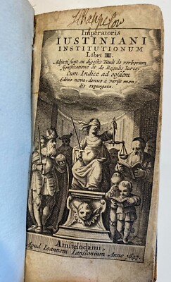 Antique Imperatoris Justiniani Institutionum By Ioannem Ianssonium 1647 HC-image