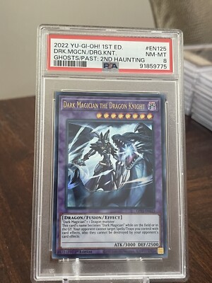 PSA 8 GEM MINT Dark Magician the Dragon Knight SDID-AE042 Yugioh Asian English-image