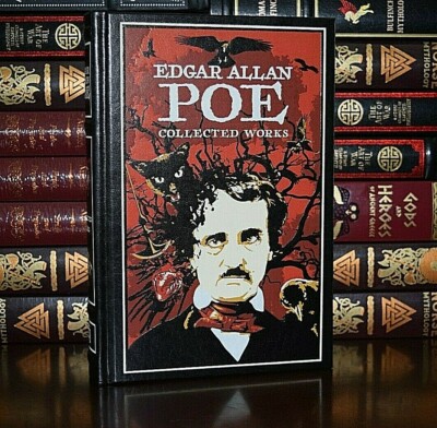 NEW Collected Works Edgar Allan Poe Leather Bound Gilt Edge Ribbon Collectible-image