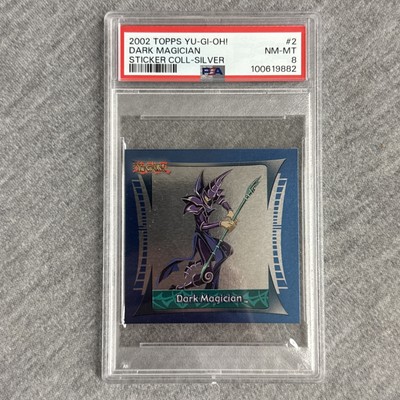 2002 Topps Yu-Gi-Oh! Sticker Collection #2 Dark Magician Silver PSA 8 NM-MT-image