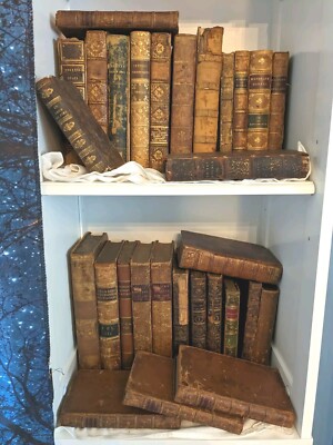 1 Random 1800s Antique Book, Leather/Marble Board, Good Condition And Rare-image