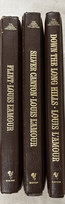 Leatherette Bantam Louis L'Amour Books 3 Westerns. Flint Silver Canyon Wild West-image