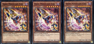 YuGiOh! 3x Dark Magician Girl [YGLD-ENC10] Common; 1st Edition  -image