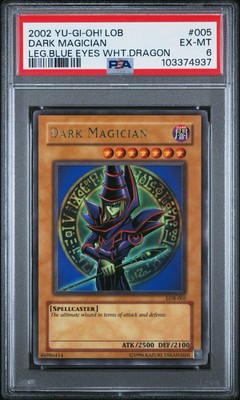 2002 Yu-Gi-Oh! Dark Magician LOB Unlimited Ultra Rare PSA 6-image