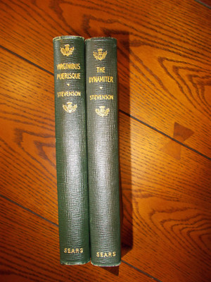 R.L. Stevenson (2) Books J. H. Sears Classics, Antique Leather Bound, 1900's-image