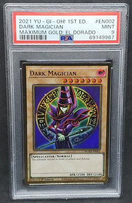 Yugioh PSA 9 MINT Dark Magician MGED-EN002 1st Edition Maximum Gold El Dorado-image