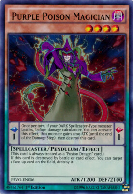 Yugioh! LP Purple Poison Magician - PEVO-EN006 - Ultra Rare - 1st Edition Lightl-image