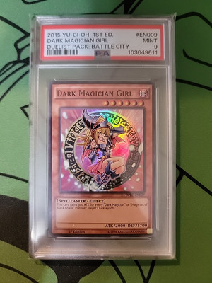 YUGIOH 1st Edition Duelist Pack DARK MAGICIAN GIRL DPBC-EN009 Super Rare PSA 9-image
