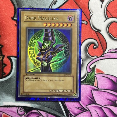 Yu-Gi-Oh! Dark Magician LOB-005 1st Edition - Foil Line Error Misprint-image