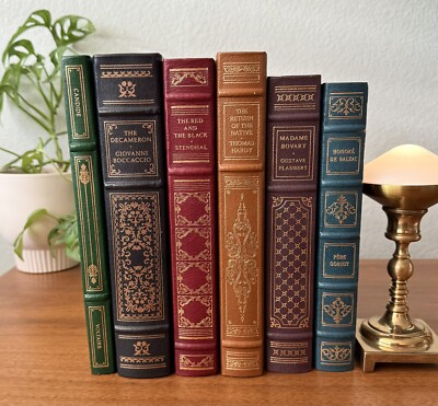 Lot Of 6 Franklin Library Leather Bound & Leatherette Books Gold Gilt New Condit-image