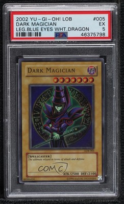 Dark Magician YuGiOh Legend of Blue Eyes White Dragon PSA 5 2002 ne4-image