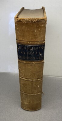 Antique Medical Science Lexicon Dictionary Book Dunglison’s 1860 Leather Bound-image