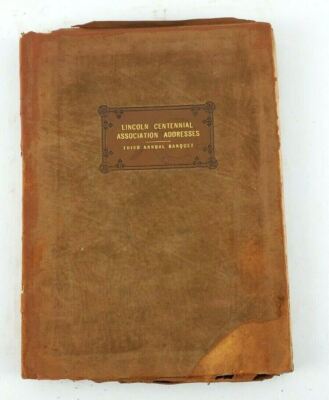 Lincoln Centennial Association Addresses Third Annual Banquet Leather Bound RARE-image