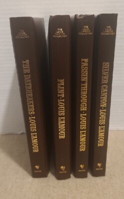 Lot of 4 Leatherette Bantam Book Louis L’Amour Western Novel Flint Silver Canyon-image