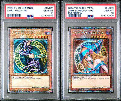 Dark Magician + Dark Magician Girl PSA 10 Bundle - TN23-EN001 MP24-EN009 Yugioh-image
