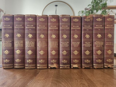 Complete Works of William Shakespeare 10 Vol LEATHER Stratford on Avon Ed 1880-image