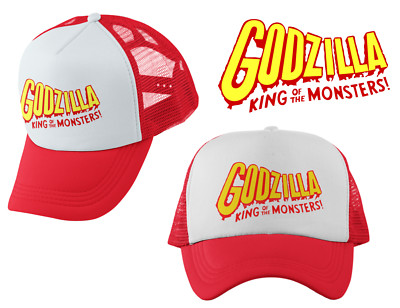GODZILLA KING OF ALL MONSTERS White Red Trucker Hat Vintage Style Kaiju Rodan-image