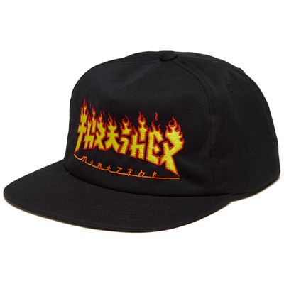 Thrasher Godzilla Flame Hat Black Orange Snapback-image