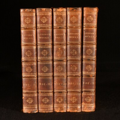 1805 5Vols The Works of the Right Honourable Joseph Addison Thomas Tickell Il...-image