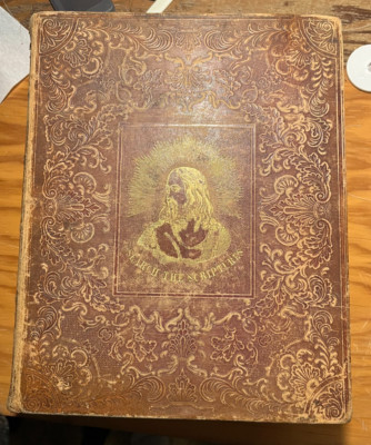 Leather Bound Vintage Bible 1848 Excellent Condition-image