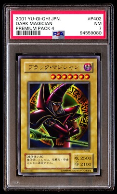 PSA 7 Near Mint Dark Magician P4-02 Premium Pack 4 2001 Japanese Graded Card-image