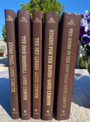 VTG Louis L'Amour Collection Leatherette Western Book Stack Decor HC Lot of 5-image
