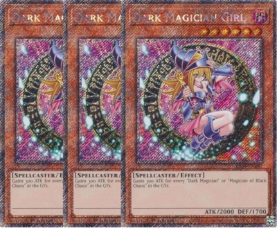 3x Yu-Gi-Oh! Dark Magician Girl 3rd Art RA04-EN107 Platinum Secret Rare Playset-image