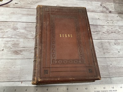 ANTIQUE LEATHER BOUND ROBERT BURNS POETRY BOOK WITH NICE 1878 INSCRIPTION-image