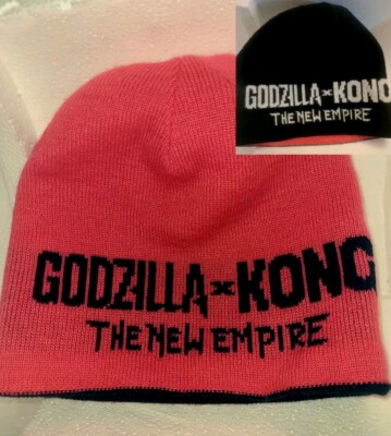 Reversible Godzilla x Kong Beanie From NYC Premier Pink or Black Y2K Aesthetic-image