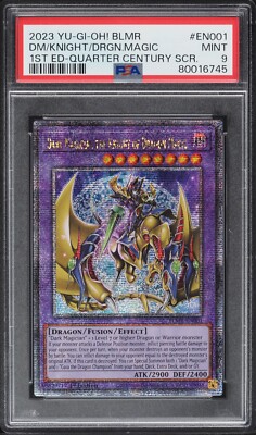 YU-GI-OH! BLMR 1ST ED SECRET DARK MAGICIAN KNIGHT DRAGON #BLMR-EN001 PSA 9 💎-image