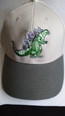 GODZILLA Monster Embroidered  Hat/Cap - Buckle Back - Tan/Green-image