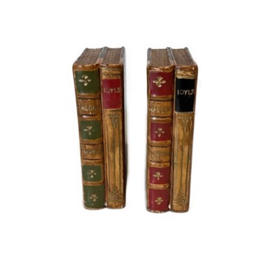 VTG Faux Leather Bound Bookends Custin Book Shape 4.25