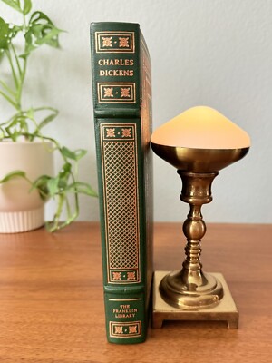 Three Christmas Books by Charles Dickens Franklin Library Green Leather Gilt Ltd-image
