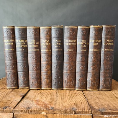 Classic Literature Book Collection, Faux Leather Bound, Odhams Press Circa 1930s-image