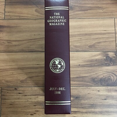 NATIONAL GEOGRAPHIC FAUX LEATHER BOUND SLIP CASE July-December 1986-image