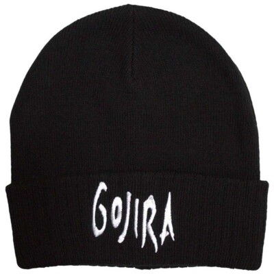 New Gojia Band Black & White Embroidered Heavy Metal Beanie Hat badhabitmerch-image