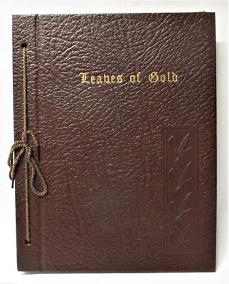 Vintage 1941, Leaves of Gold Leather Bound Hardcover, An Anthology of Prayers-image