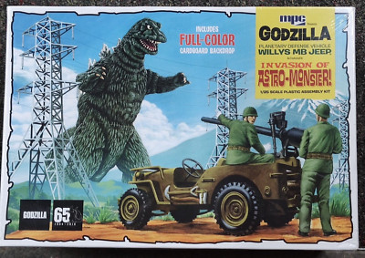 1:25 MPC 882 WILLYS MB JEEP (GODZILLA) 2 IN 1 PLASTIC MODEL KIT NEW IN BOX-image