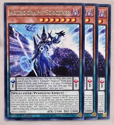 Yugioh! 3x Astrograph Sorcerer TAMA-EN040 Rare 1st Ed NM-image