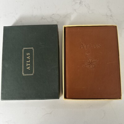 ATLAS French Leather Bound Gold Edge Page NIB 1998 Collectible Traveler-image