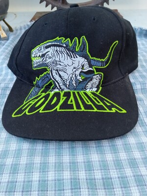 1998 Vintage Godzilla Movie promo Black and Green Baseball Cap Hat Toho rare-image