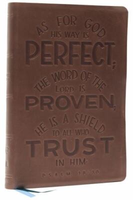 NKJV, Thinline Bible, Verse Art Cover Collection, Genuine Leather, Brown, Red Le-image